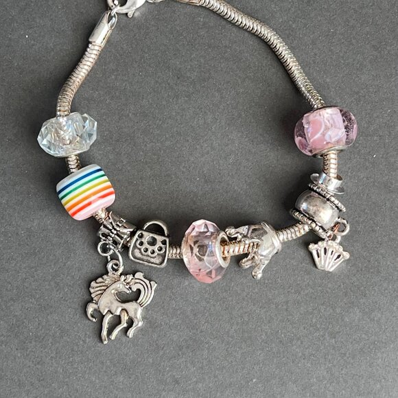 European Beads Charm Bracelet Rainbows and Princesses - Picture 3 of 4